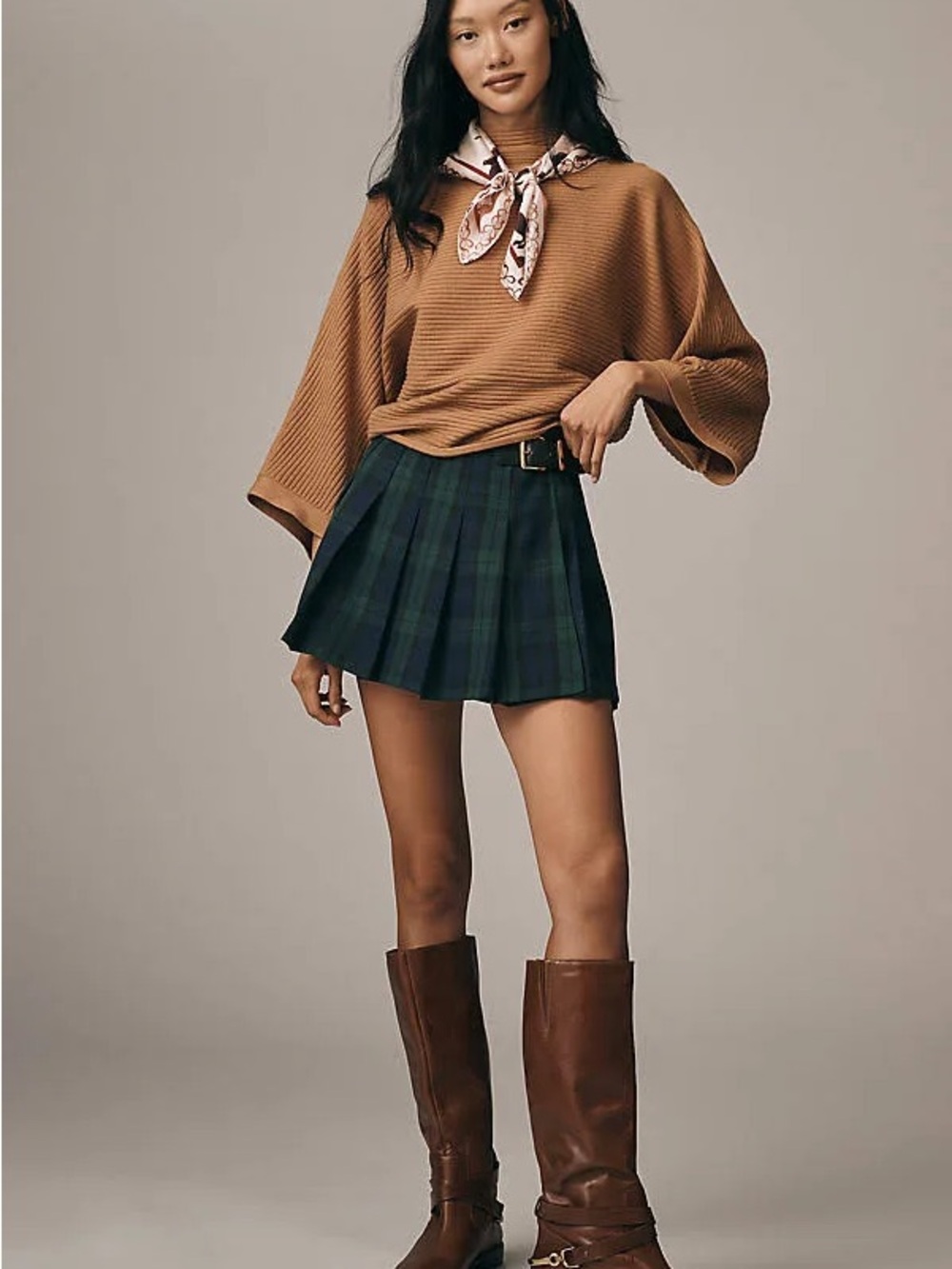 NWT By Anthropologie (Orig. $128) Mock-Neck Wide-Sleeve Sweater in True Camel Lg
